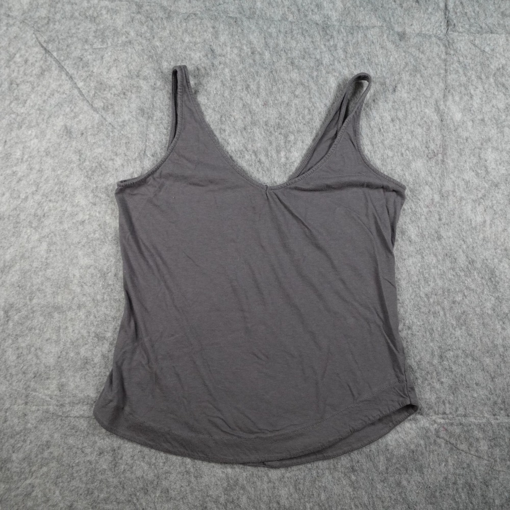 Fabletics Tank Top Womens Medium Gray Sleeveless Double VNeck Workout Athletic